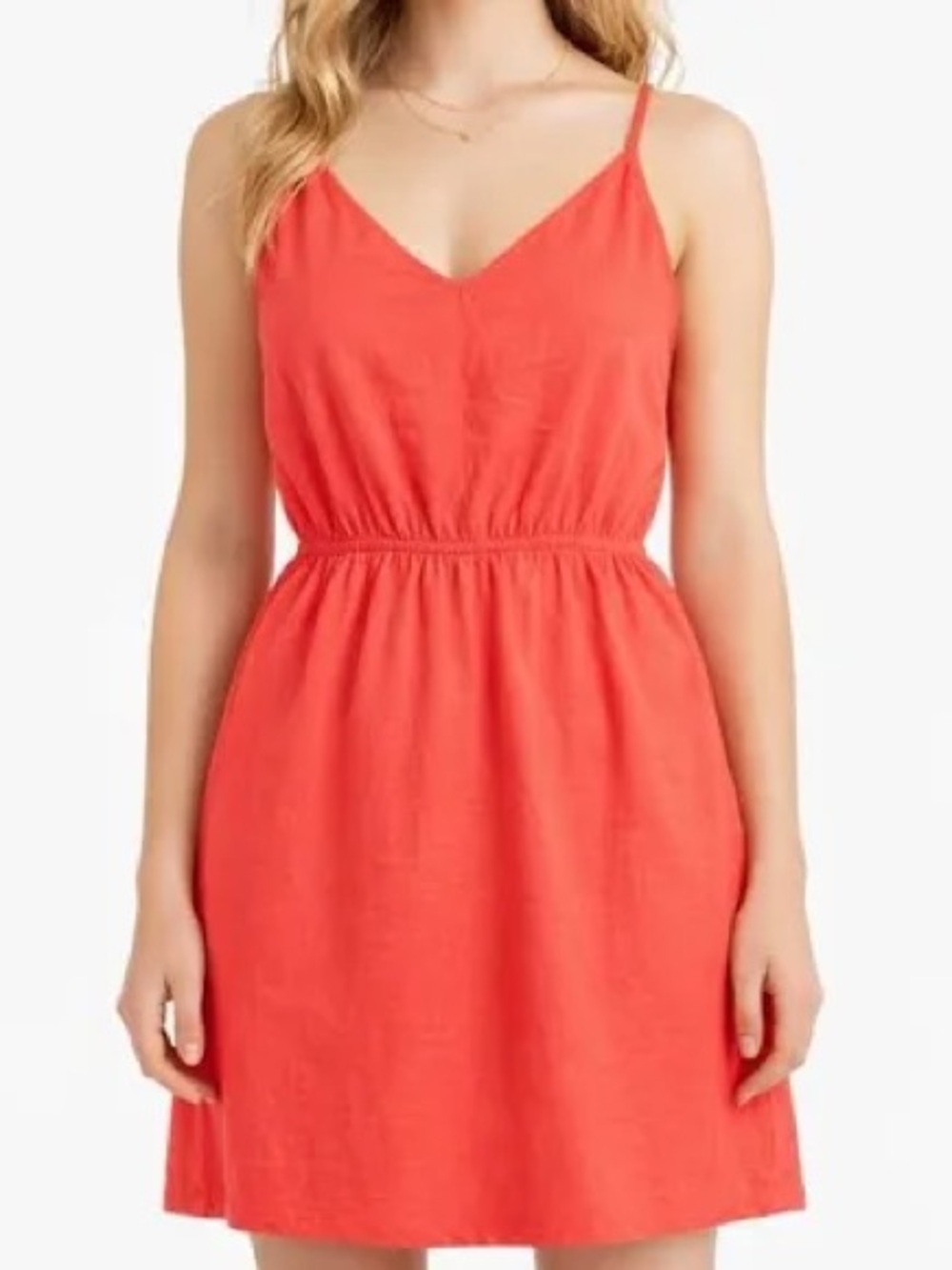 J. Crew Coral Spaghetti-Strap Midi Dress